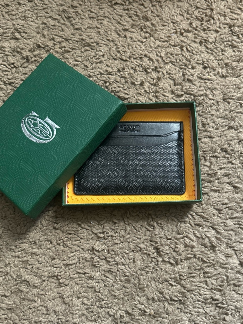 Goyard Black Leather Card Holder with Yellow Interior